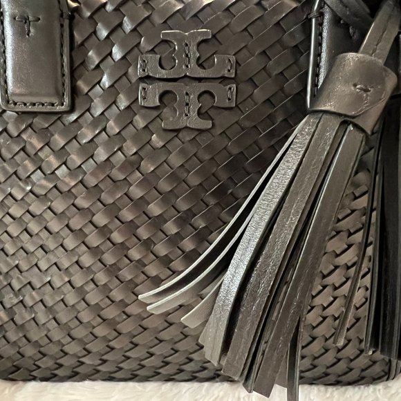 🎉HPx2🎉Tory Burch Thea Woven Mini Leather Slouchy Satchel - LIKE NEW! - Picture 4 of 16